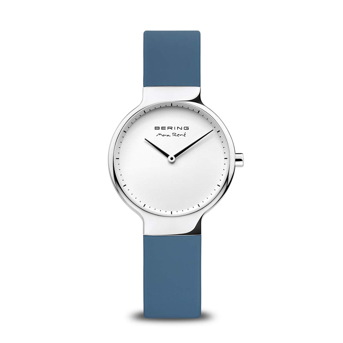 BERING 15531-700 Reloj de cuarzo para mujer con caja de acero inoxidable plateado de 31 mm y esfera blanca, correa de silicona, cristal de zafiro y resistencia al agua de 5 ATM