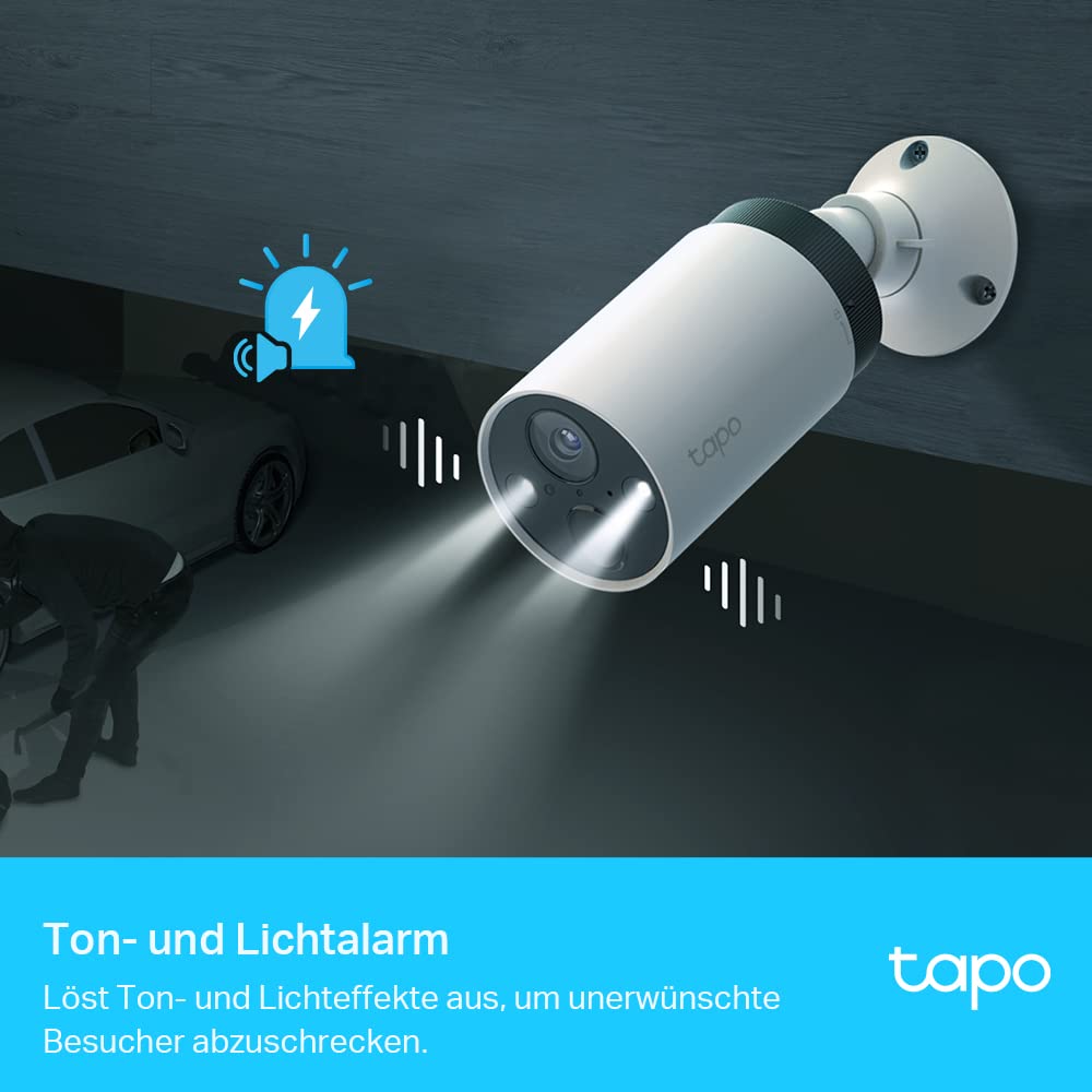 Tapo C420S1 – Cámara de vigilancia Wi-Fi para Exteriores inalámbrica con batería Recargable, resolución 2K, visión Nocturna, Audio bidireccional, IP65 a Prueba de Agua