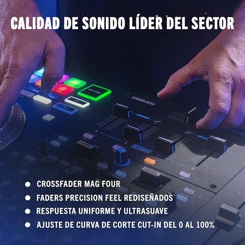 RANE PERFORMER Controlador DJ motorizado de 4 canales, platos 7" con displays, faders Precision Feel, Stem Split, FX Avanzado, Serato DJ Pro incluido