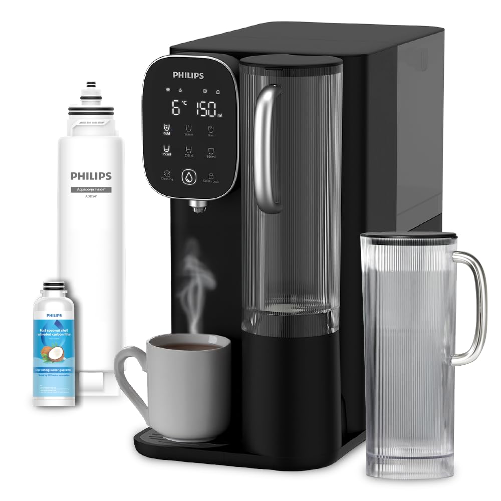 Philips Water Dispensador sobremesa de ósmosis inversa ADD6912BK/10, elimina hasta 110 sustancias, agua fría, caliente y a temperatura ambiente, vida útil del filtro 1 año