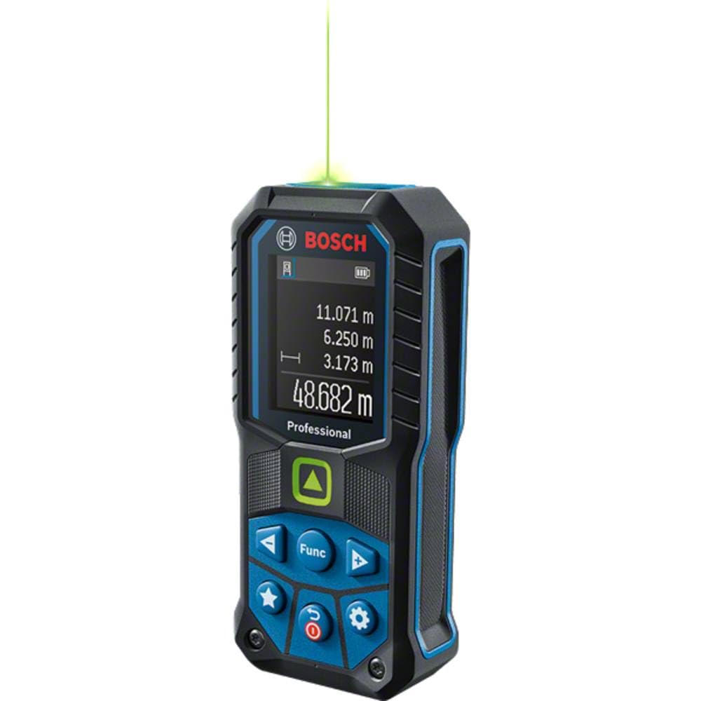 Bosch Professional Medidor Láser GLM 50-25 G (láser verde, alcance: hasta 50 m, robusto, IP65, ±1,5 mm*, 2 pilas AA, correa de sujeción, funda)