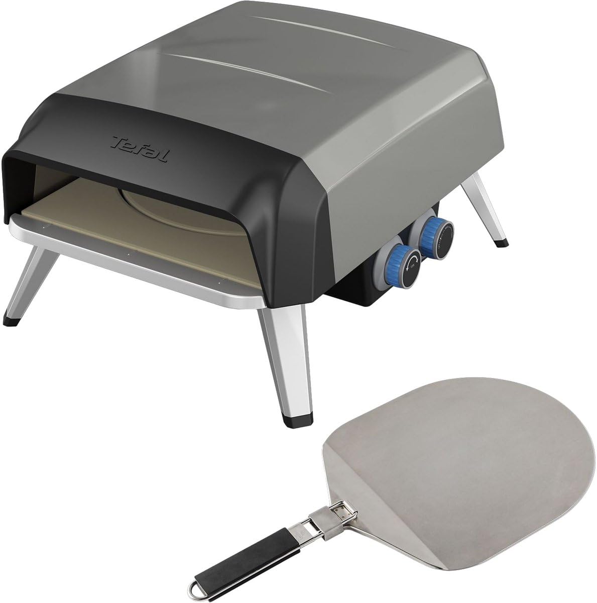 Tefal Pizza Pronto, Horno de pizza para exterior, Funciona con gas, piedra giratoria de 360° para cocción uniforme, aplicación gratuita, JM412010