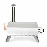 Horno de pizza a gas H.Koenig GINO440, Acero inox, Superficie 30.5x30.5 cm, Piedra de pizza Cordierite, hasta 450°C, Puerta y chimenea desmontables, Termómetro incorporado, Pizza peel incorporada