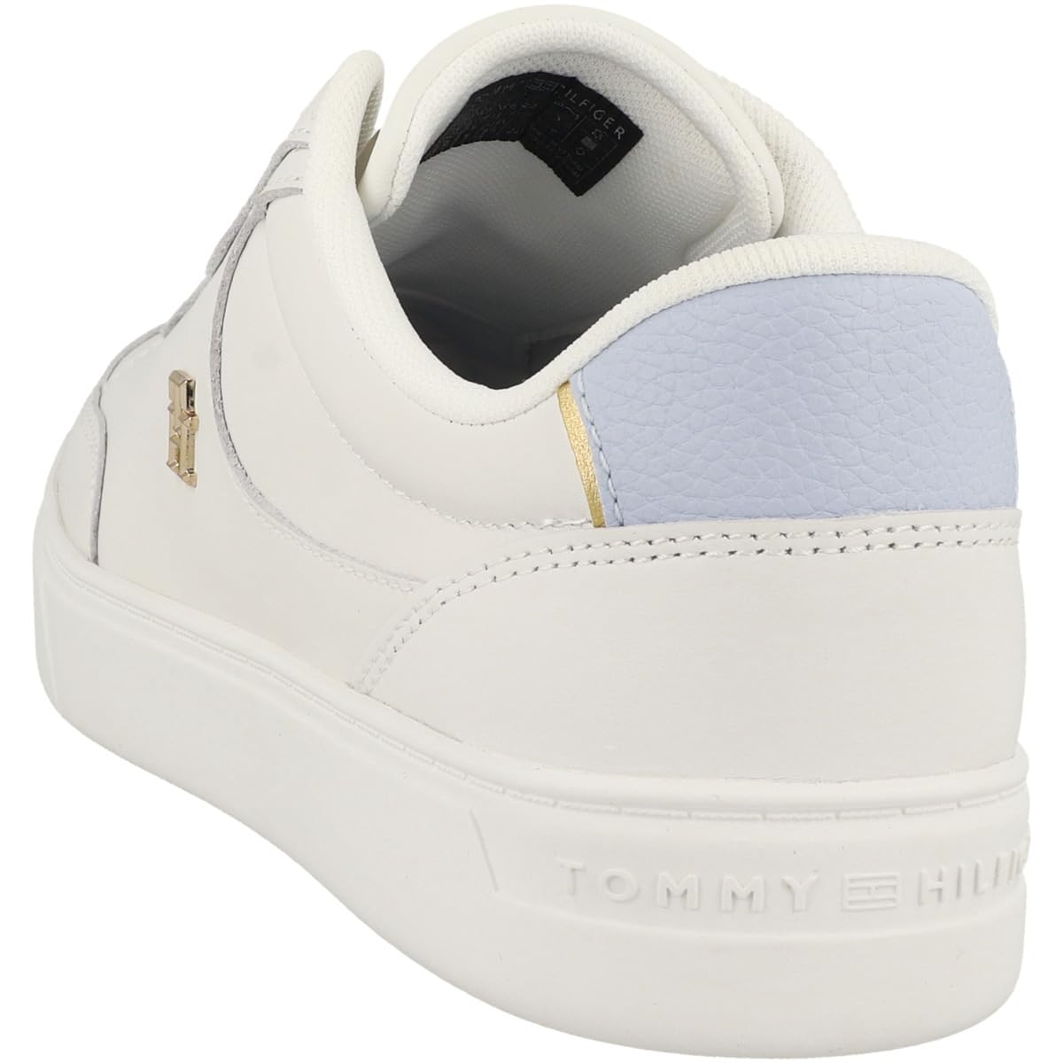 Tommy Hilfiger Sneaker Court Mujer Essential Chic de Piel, Multicolor (Ecru/Breezy Blue), 39