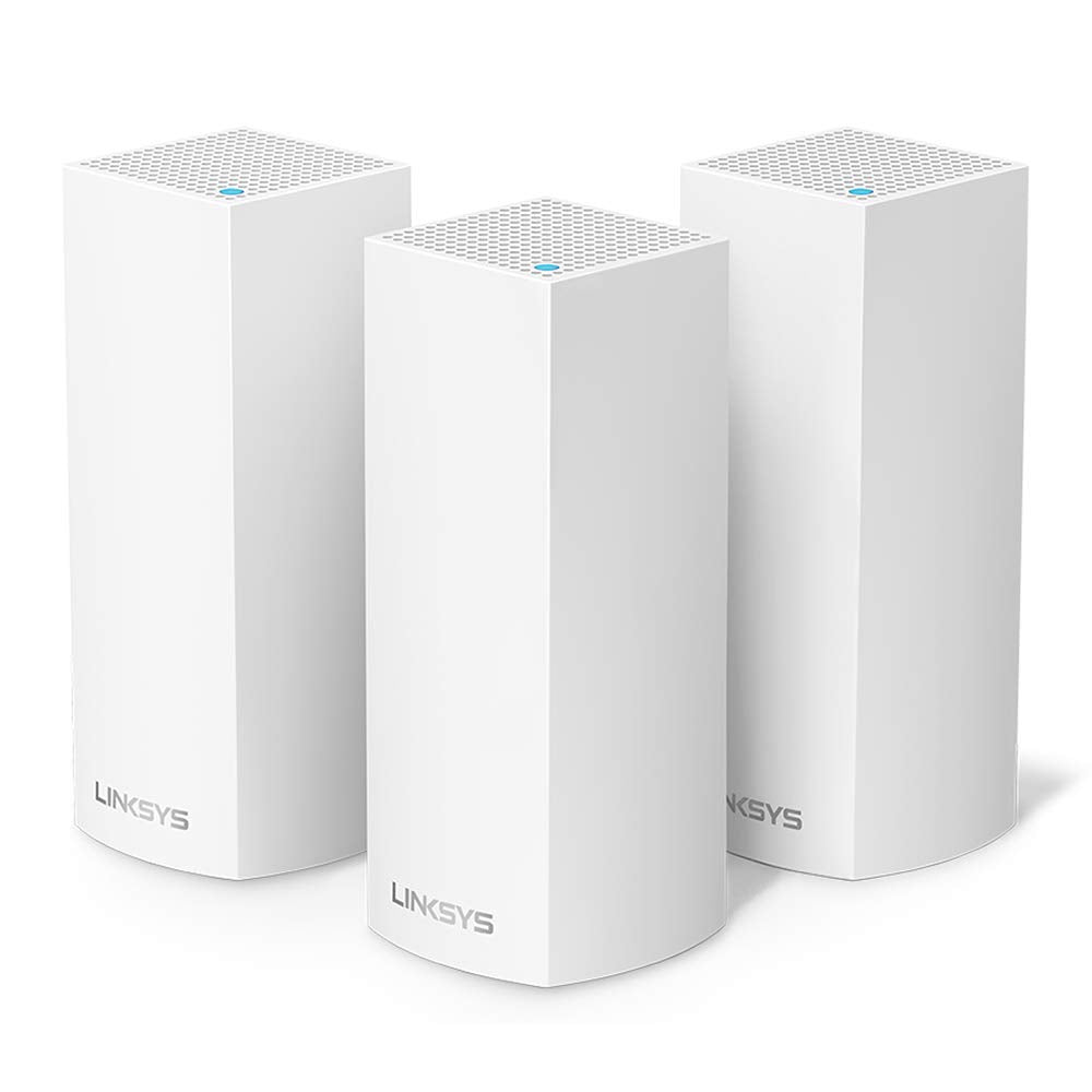 Linksys Velop WHW0303 sistema WiFi 5 mesh tribanda (AC2200), router WLAN, repetidor, extensor con hasta 525 m² de cobertura, más de 60 dispositivos y 6 puertos Ethernet, paquete de 3, blanco