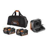AEG SETLL1840S - Pack de 2 baterías de 4 Ah 18 voltios (PRO18 V) y Cargador de Sonido en su Bolsa de Almacenamiento