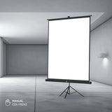 iggual Pantalla Proyección 100" Cuadrada-Portátil Manual Enrollable con Trípode- Visión 180º- Compatible 4K y Cualquier Proyector- Altura Ajustable- Bolsa Transporte y Trípode Incluido (180x180 cm)