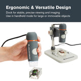 Celestron 44308 Handheld Digital Microscope Pro: 20x-200x aumentos, gris/blanco