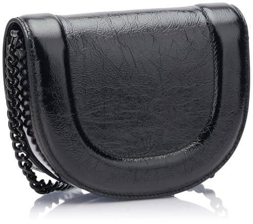 Pinko Love Round Click Mini Borla Crinckle Laminado, Bolsa Mujeres, Z99b_Black Limusine Block Color