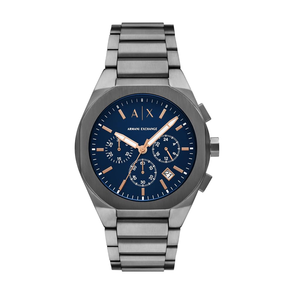 Armani Exchange Orologio da uomo, Movimento cronografo al quarzo e cassa da 42 mm con cinturino in Acciaio inossidabile