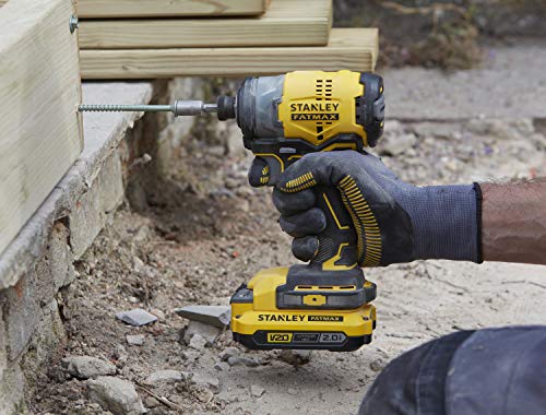 STANLEY FATMAX SFMCF820D2K-QW - ATORNILLADOR DE IMPACTO V20 LI-ION 18V BRUSHLESS 3 VELOCIDADES CON 2 BATERÍAS 2Ah, CARGADOR Y MALETÍN