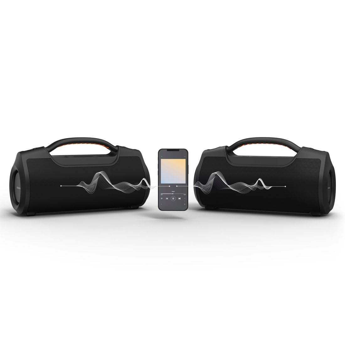 Hama Altavoz móvil inalámbrico IPX6, estéreo, Bluetooth 5.0, portátil, 60 W, Manos Libres, batería Duradera, para Fiestas, batería Externa integrada, Mini Jack de 3,5 mm, AUX, Color Negro