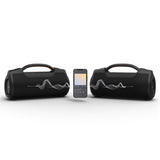 Hama Altavoz móvil inalámbrico IPX6, estéreo, Bluetooth 5.0, portátil, 60 W, Manos Libres, batería Duradera, para Fiestas, batería Externa integrada, Mini Jack de 3,5 mm, AUX, Color Negro