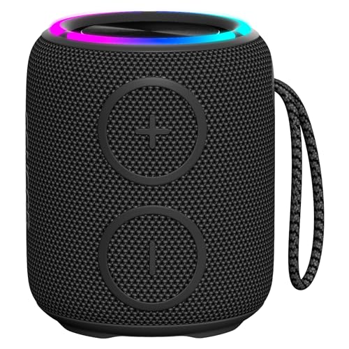 SENCOR Sirius 2 Mini Black, Altavoz Bluetooth 16W, IPX7 Resistente al Agua, 360° Sonido, LED Multicolor, Negro