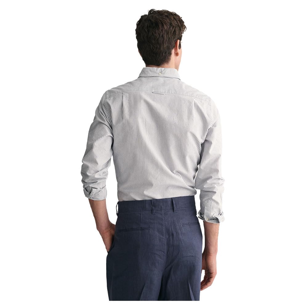 GANT Slim Oxford Banker Stripe Shirt, Persian Blue, M para Hombre