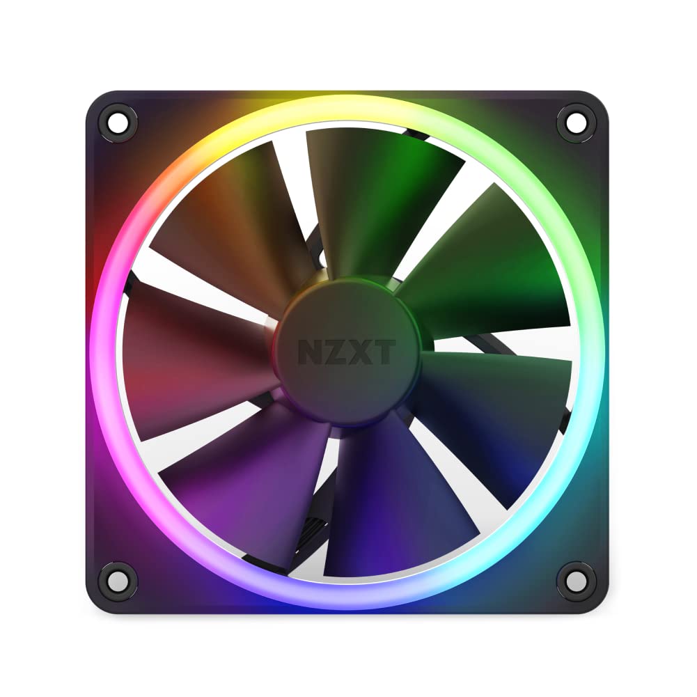 NZXT Ventiladores RGB F120 - RF-R12TF-B1 - Personalización avanzada de iluminación RGB - Refrigeración silenciosa - Triple (ventilador RGB y controlador incluidos) - Ventilador de 120 mm - Negro