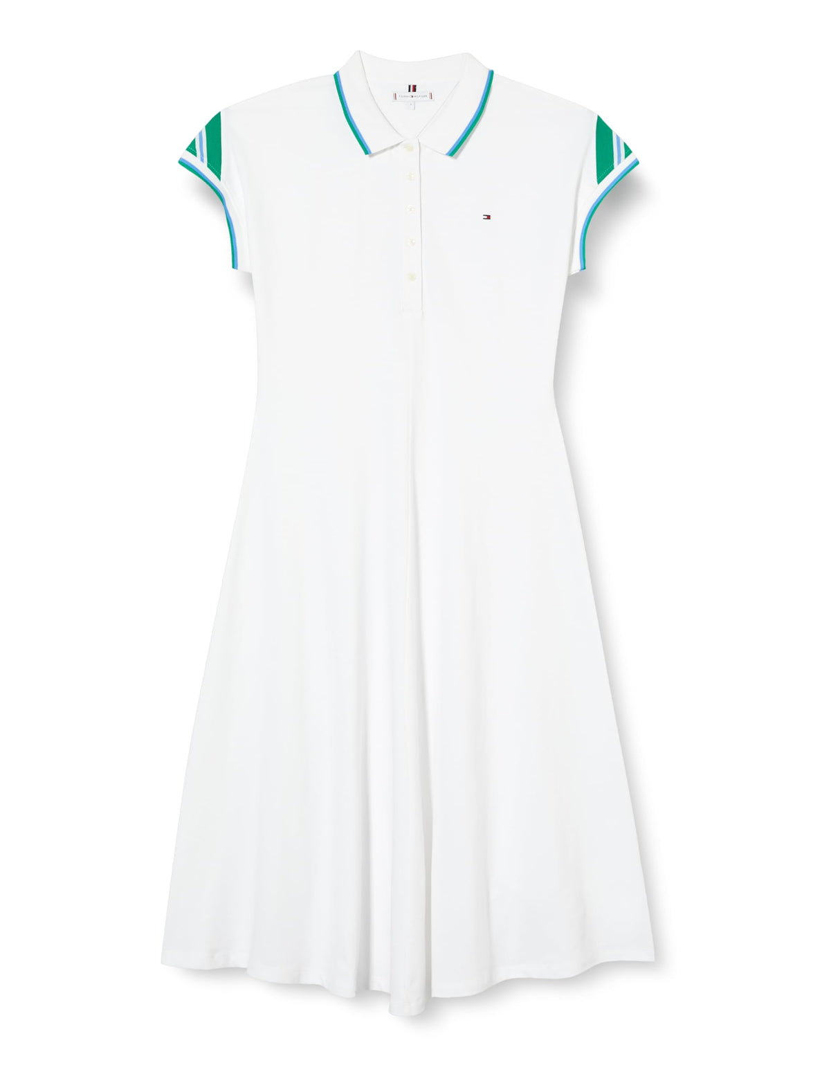 Tommy Hilfiger Vestido Tipo polo Hasta la Rodilla para Mujer, Blanco (Th Optic White), M