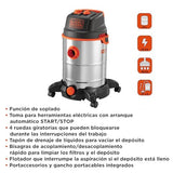 Black+Decker Aspirador Multiuso BXVC30XTDE de sólidos y líquidos con Toma para Herramientas eléctricas integrada (1600 W, 30 l)