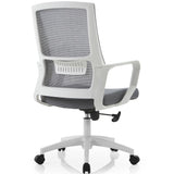 Shally Dogan Silla de Oficina ergonómica giratoria con Soporte Lumbar, sillón de Escritorio, Estudio, Dormitorio, reclinable con Altura Ajustable, Base Blanca Robusta, Respaldo antisudor (Gris)