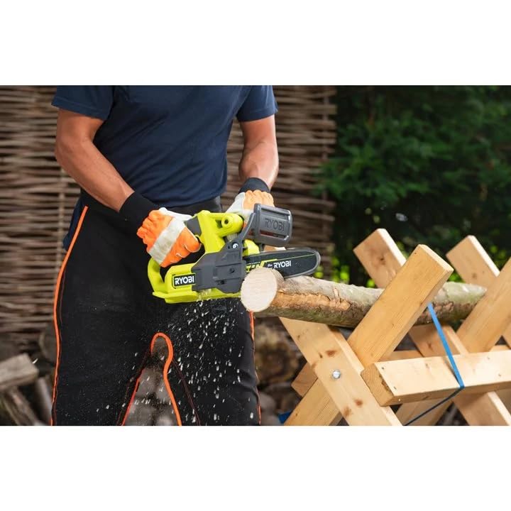 RYOBI - Motosierra Eléctrica Compacta 18V ONE+ 20 cm - Pequeña Herramienta de Poda de Arboles - Tensor de Cadena Lateral - Entregada con 1 Batería 2,5 Ah y 1 Cargador 1,5 A - RY18CS20A-125
