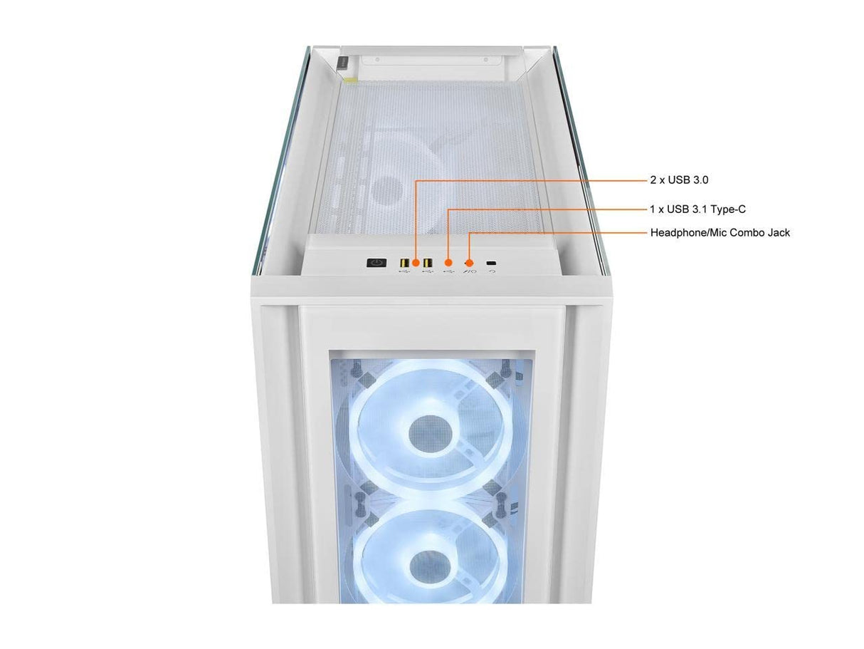 Corsair iCUE 5000X RGB QL Edition Cristal Templado USB 3.1 Blanca