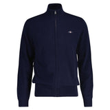 GANT Cárdigan extrafino con Cremallera de Lana de Cordero Suéter, Marine, XL para Hombre