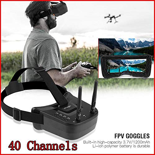 Germerse Gafas FPV, FPV RC Drone Goggles, 5.8G 40 Canales RC FPV Goggles 1200mAh Batería FPV Goggles para FPV Quadcopter Drones