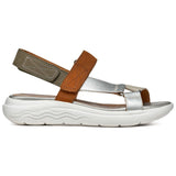 Geox D Spherica Ec5w A, Sandalias Deportivas, Cognac Silver, 41 EU