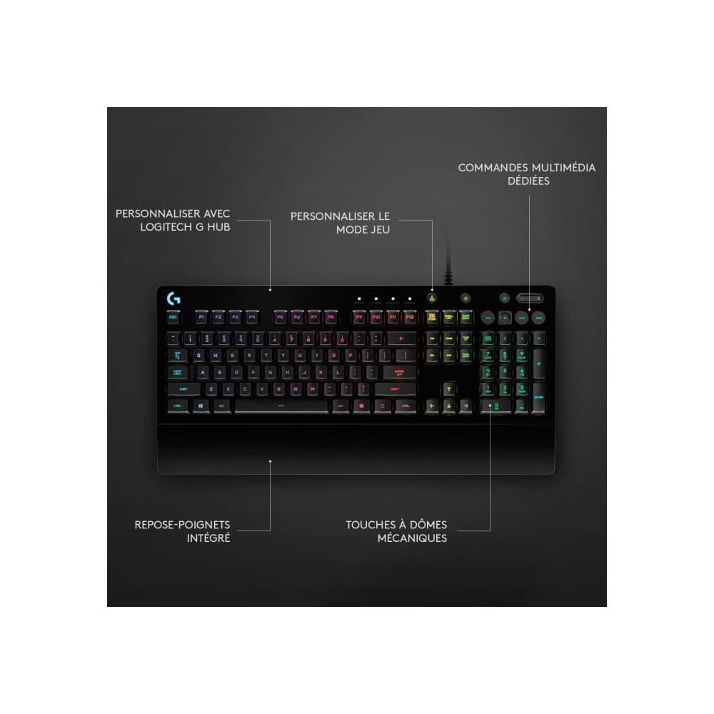Logitech G G213 Teclado RGB para gaming, AZERTY, Layout Francés, Negro