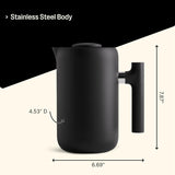 Fellow Cafetera aislada Clara con sistema de filtración mejorado - Prensa francesa portátil de acero inoxidable - Jarra de 24 oz - Negro mate
