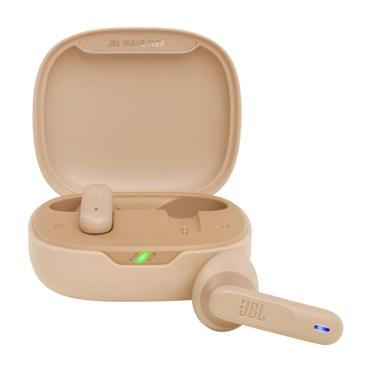 JBL Wave Flex, auriculares inalámbricos In-Ear con resistencia al agua IP54 e IPX2, tecnología TalkThru y AmbientAware y 32 horas de duración de la batería, en beige