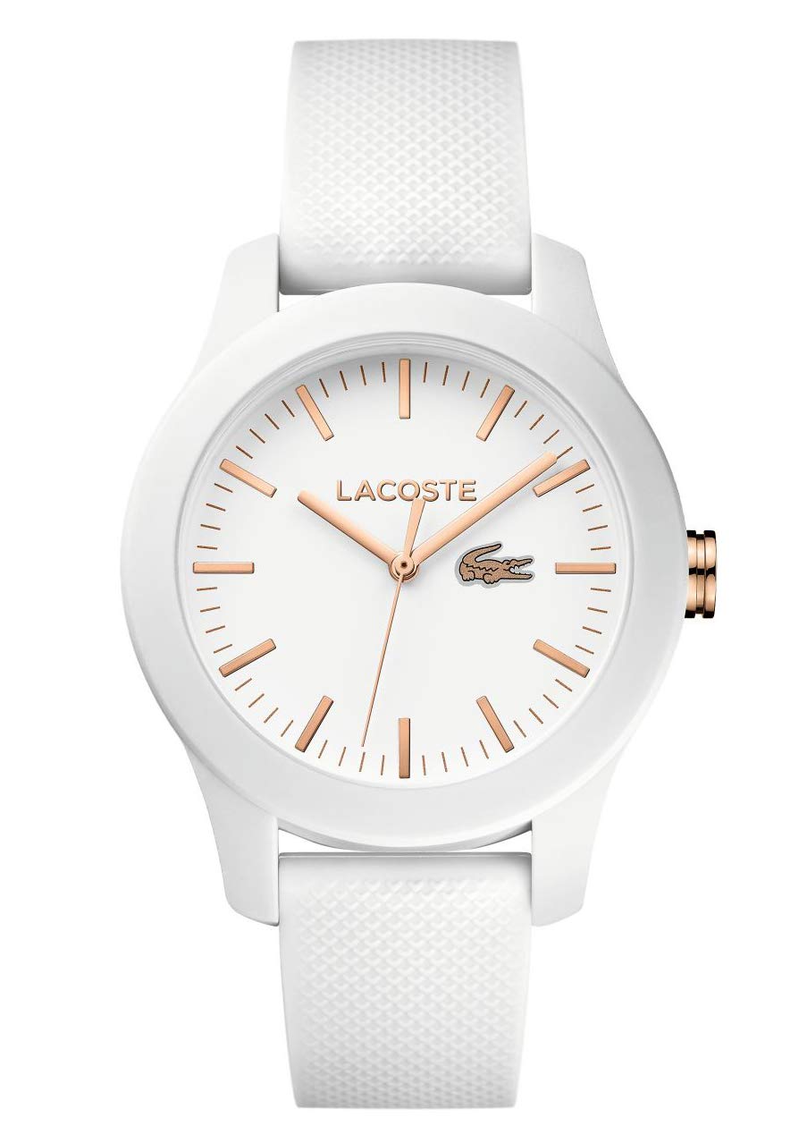 Lacoste Reloj Analógico de Cuarzo para Mujer Colección LACOSTE.12.12 con Correa de Silicona Blanca - 2000960