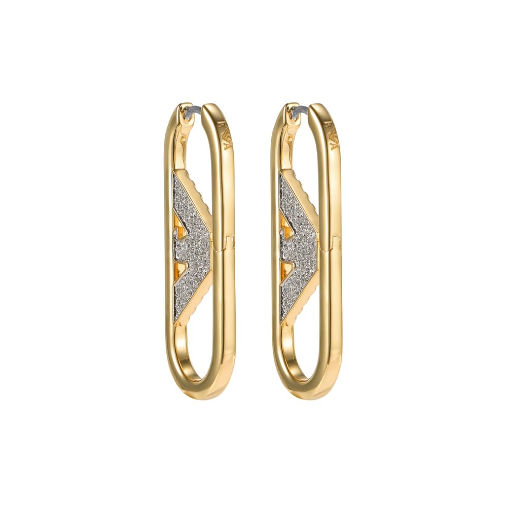Emporio Armani Pendientes de mujer de acero inoxidable o latón, con cierre Huggie o de aro