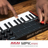 Akai Professional MPK Mini MK3 - Teclado Controlador MIDI USB de 25 Teclas con 8 Drum Pads, 8 Perillas, Software de Producción Musical y Native Instruments Sound Package (NKS Integration)