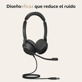 Jabra Evolve2 30 SE Auriculares Estéreo con Cancelación de Ruido, Cable USB-A y Tecnología de Llamada de 2 Micrófonos - para Plataformas de Comunicaciones Unificadas como Zoom y Google Meet - Negro