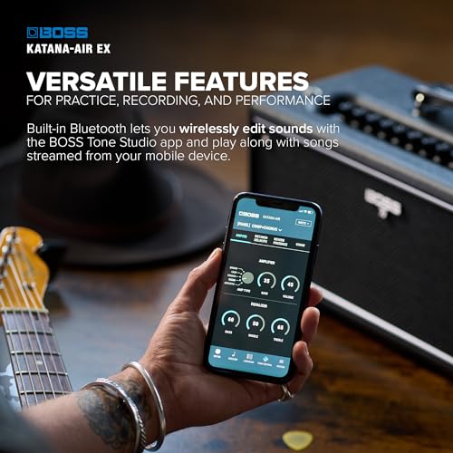 BOSS Katana-Air EX | Potente amplificador de sobremesa inalámbrico para guitarra, bajo, guitarra electroacústica y bajo electroacústico | Sonido estéreo con dos altavoces de cinco pulgadas