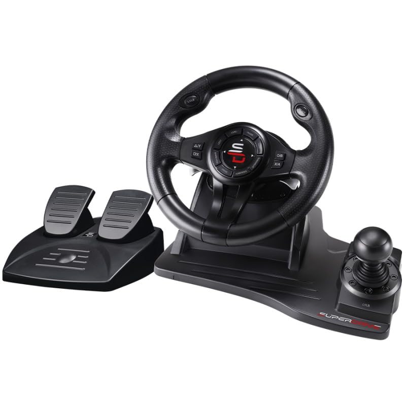 Subsonic Volante Superdrive GS550 Racing con pedales, levas de cambio, palanca de cambios y vibración para Switch, Xbox Serie X/S, PS4, Xbox One y PC (programable para todos los juegos)