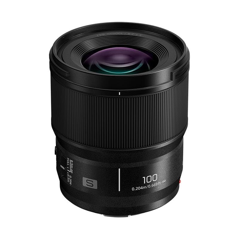 Panasonic Lumix S-E100 Lente Macro F2.8 100 mm, Lente de Fotograma Completo, Diseño Compacto y Liviano, 298 g, Motor Lineal de Doble Fase, Aumento de Tamaño Real 1:1, Ideal para Video, Negro