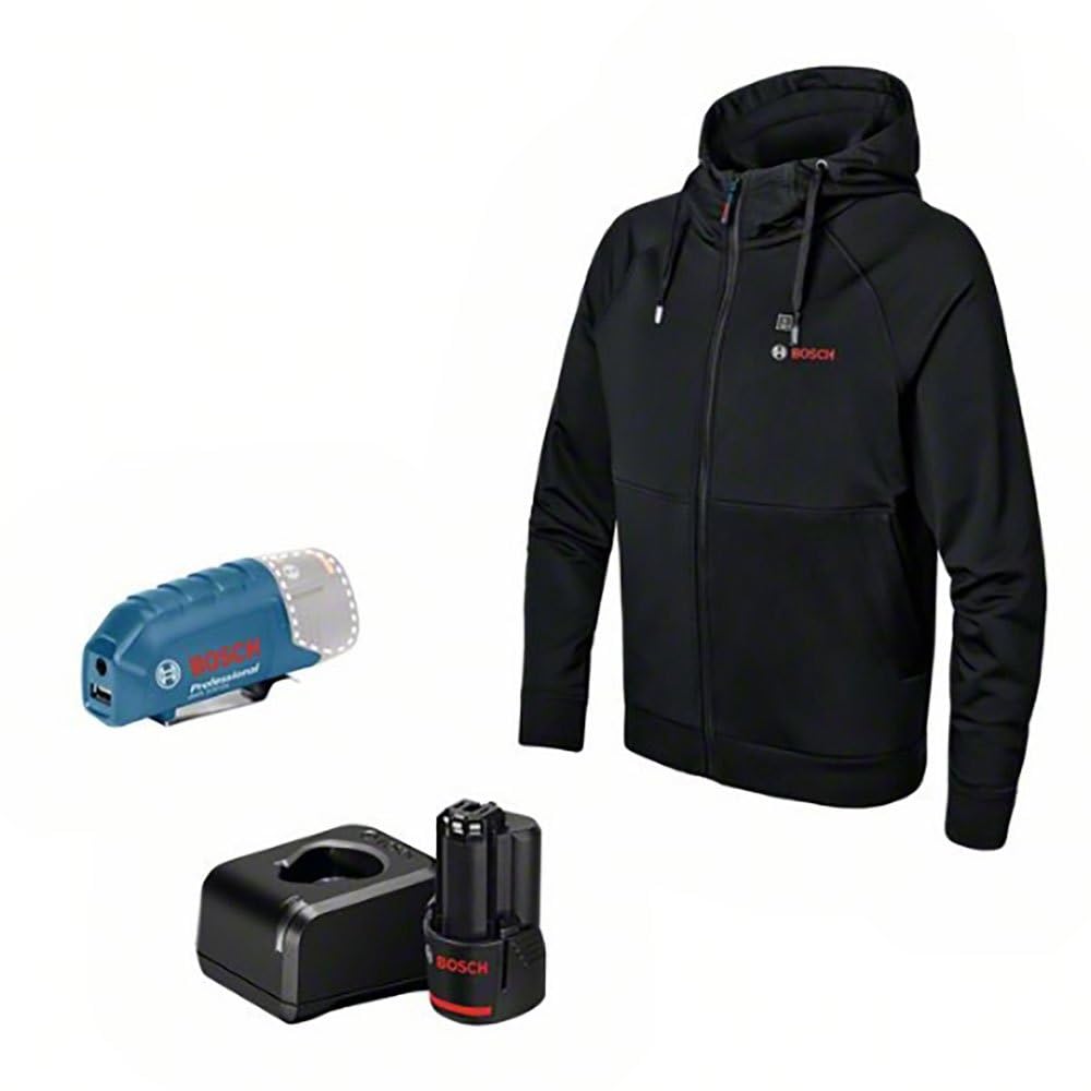 Bosch Professional sudadera calefactable GHH 12+18V XA (incl. adaptador de carga con USB GAA 12V-21 + batería GBA 12V 2.0Ah + cargador GAL 12V-20) - Talla S