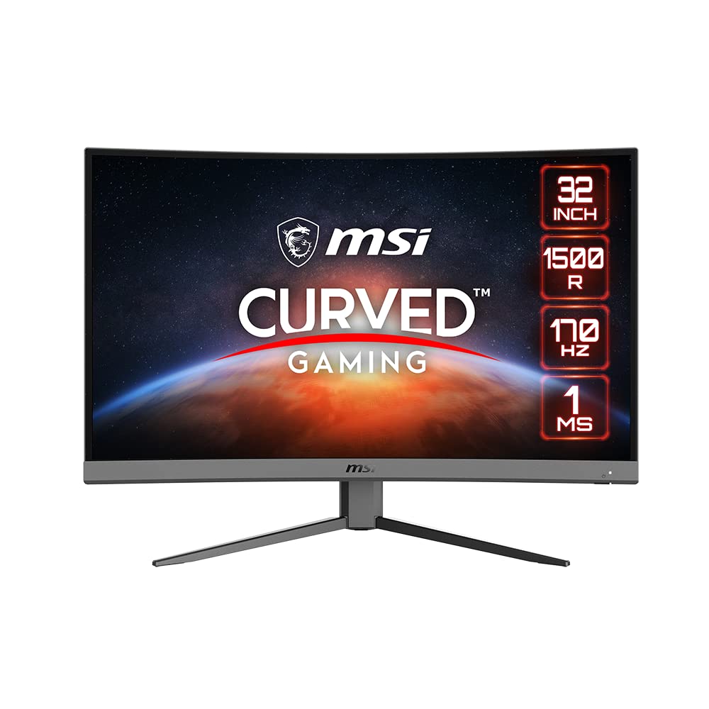 MSI Pantalla de PC G32C4 E2 curva FHD para juegos de 31.5 pulgadas, panel VA de 1500 R, 1920 x 1080, 170 Hz/1 ms, 16:9, FreeSync Premium: DisplayPort 1.2a, HDMI 1.4b