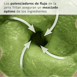 Bosch, batidora de vaso MMB6652B, VitaPower Serie 6, motor de 1800 vatios, velocidad del motor de hasta 45.000 rpm, 6 programas automáticos, jarra batidora Tritan, negro