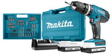 Makita HP457DWE10 Taladro Percutor Batería 18V 2x1.5Ah 74 Accesorios Maletín