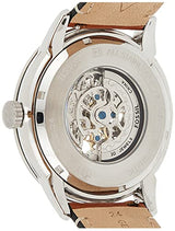 Fossil Reloj para hombre Townsman, movimiento mecánico automático, caja de 48mm de acero inoxidable plateado con correa de piel, ME3154, 48MM, Marrón y Tono Plateado