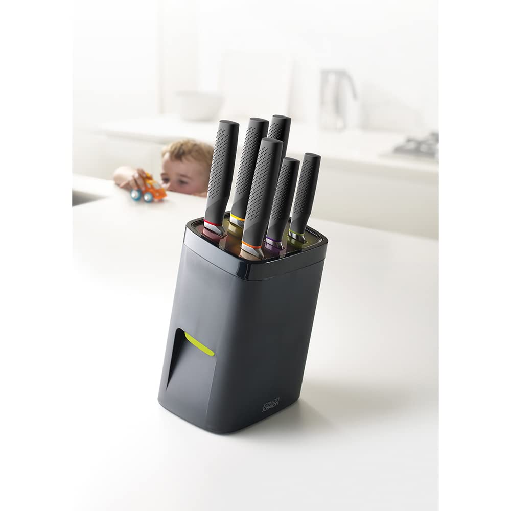 Joseph Joseph LockBlock, Bloque de Cuchillos con cierre automático y 6 cuchillos de acero inoxidable, negro