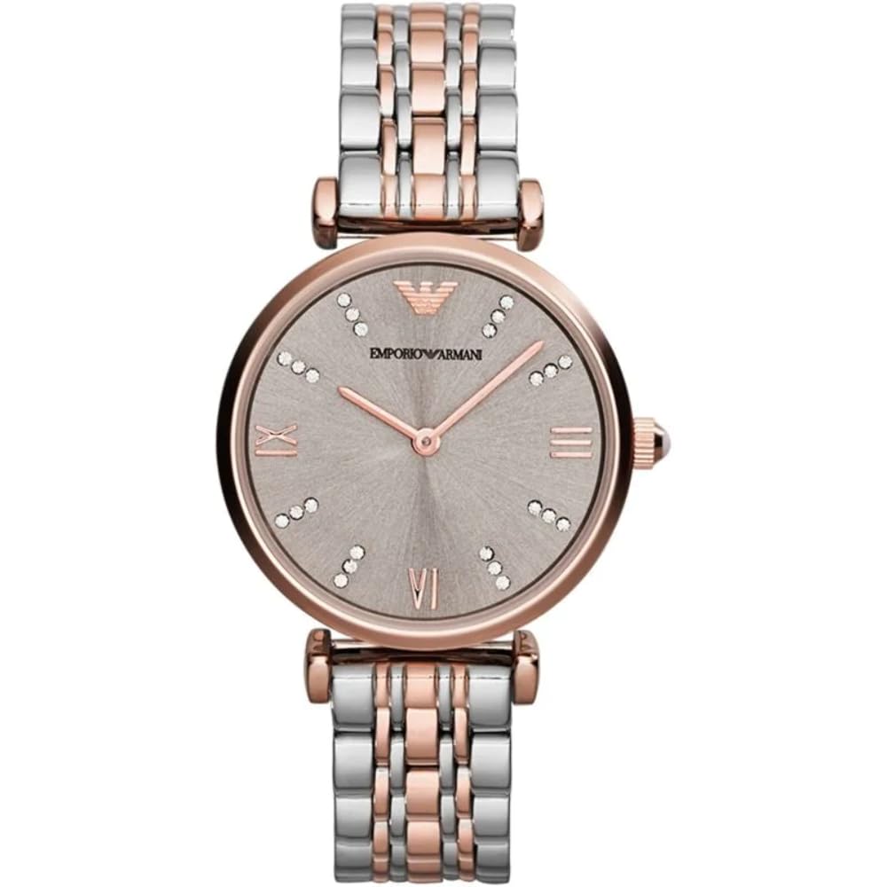 Emporio Armani Reloj Mujer, Movimiento de dos manecillas, caja de acero rosa dorado de 31mm con correa de acero, AR1840, Oro rosa