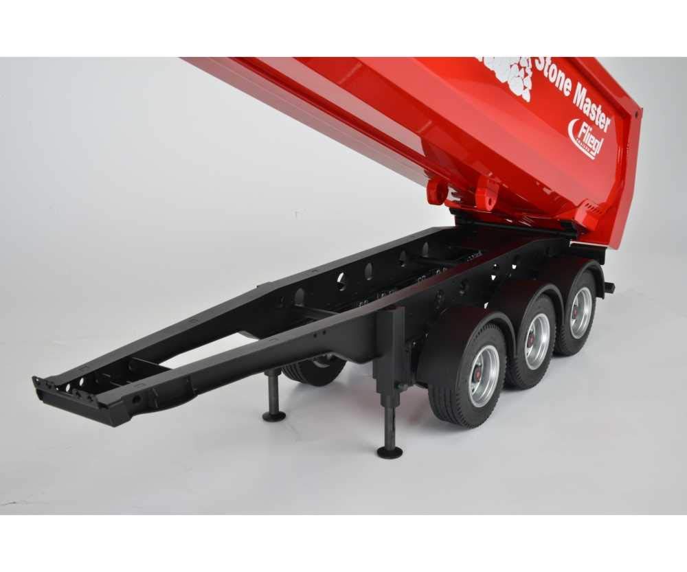 Carson Carson-500907216 500907216 Fliegl Stone Master Camión volquete-Compatible con Tamiya, Modelo ensamblado, Accesorios a Escala 1:14, Color Rojo