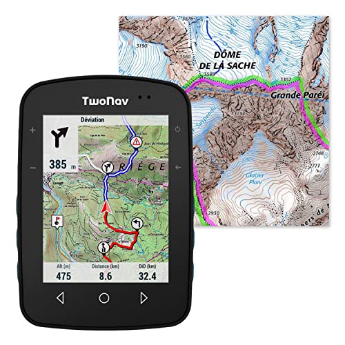 TwoNav Terra + Mapa de Francia IGN Topo Completo, GPS de Deportes con Pantalla Ancha de 3,7 Pulgadas para montaña, Senderismo, Bicicleta con Tarjetas Incluidas. Color Turquesa