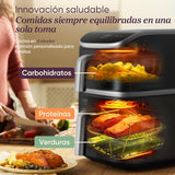 Cosori Turbo Tower Pro Freidora de Aire 10.8L 2630W, Revestimiento Cerámico y Doble Cesta, Tecnología Avanzada con Motor DC y Dual Blaze, Ahorro de Energía y Más Rápida, 7 Funciones, Ahorra de Espacio