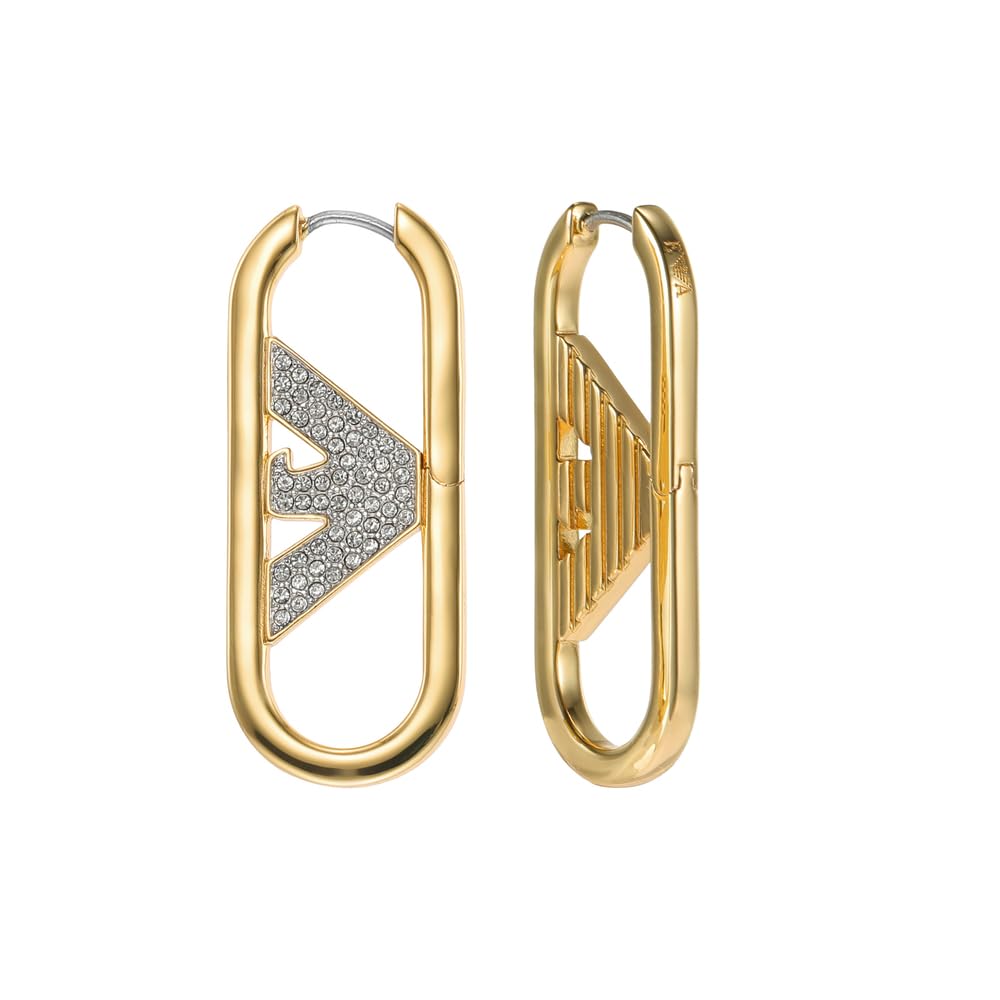 Emporio Armani Pendientes de mujer de acero inoxidable o latón, con cierre Huggie o de aro