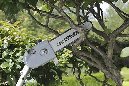 IKRA 73046710 Herramienta multifunción a Gasolina IBKH 33, 4en1: cortabordes, desbrozadora, Cortasetos telescópico y podadora de Altura, 900 W, Gris, Rojo y Negro